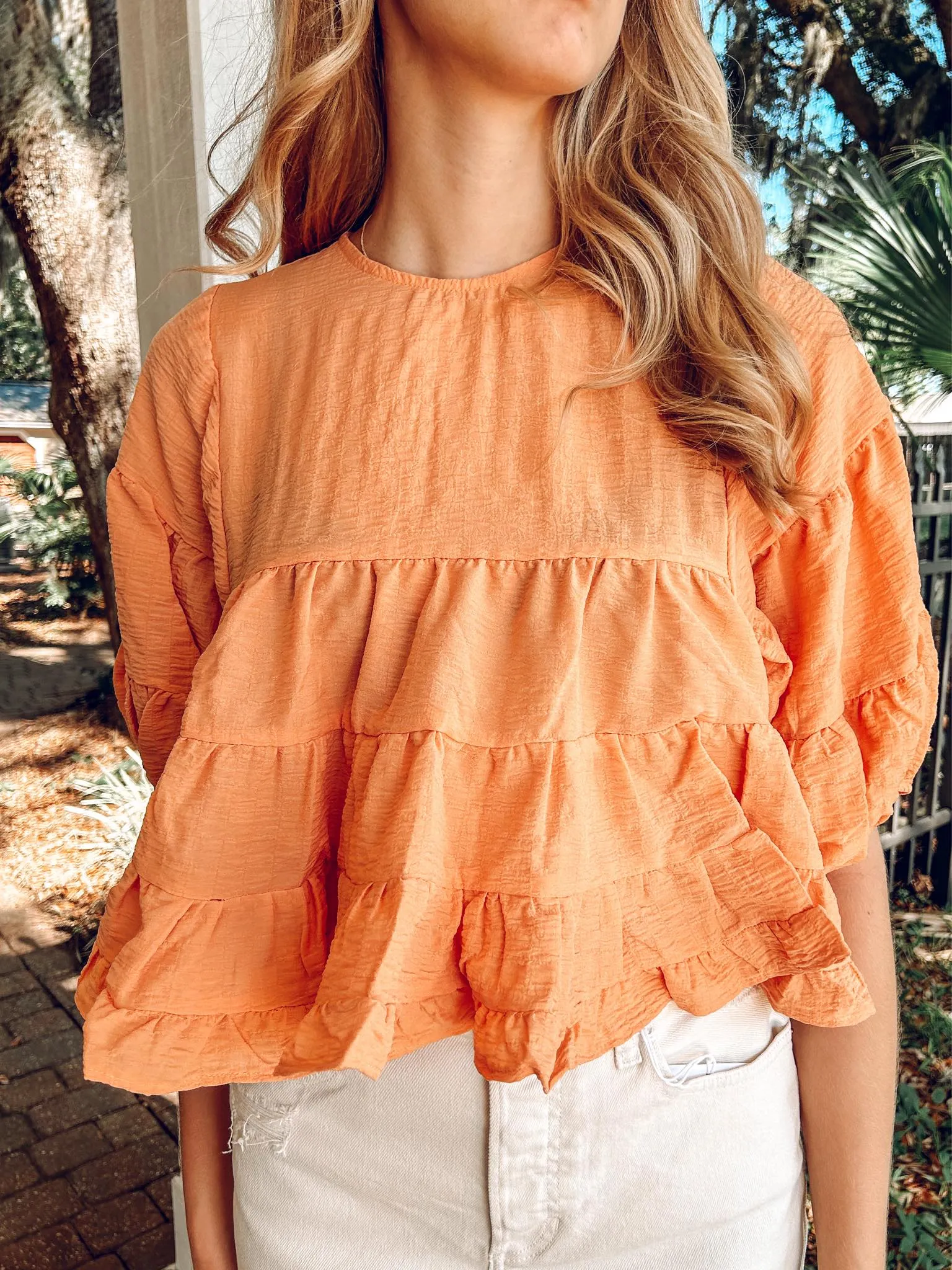 Sunshine Babydoll Top | Apricot