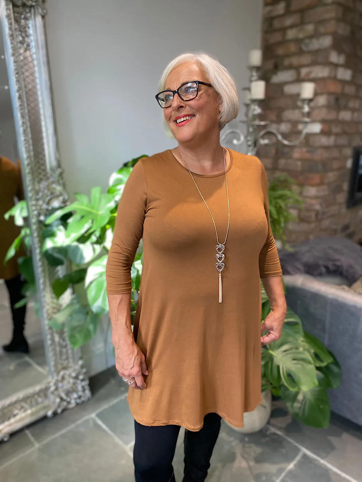 Tan 3/4 Sleeve Tunic Paris