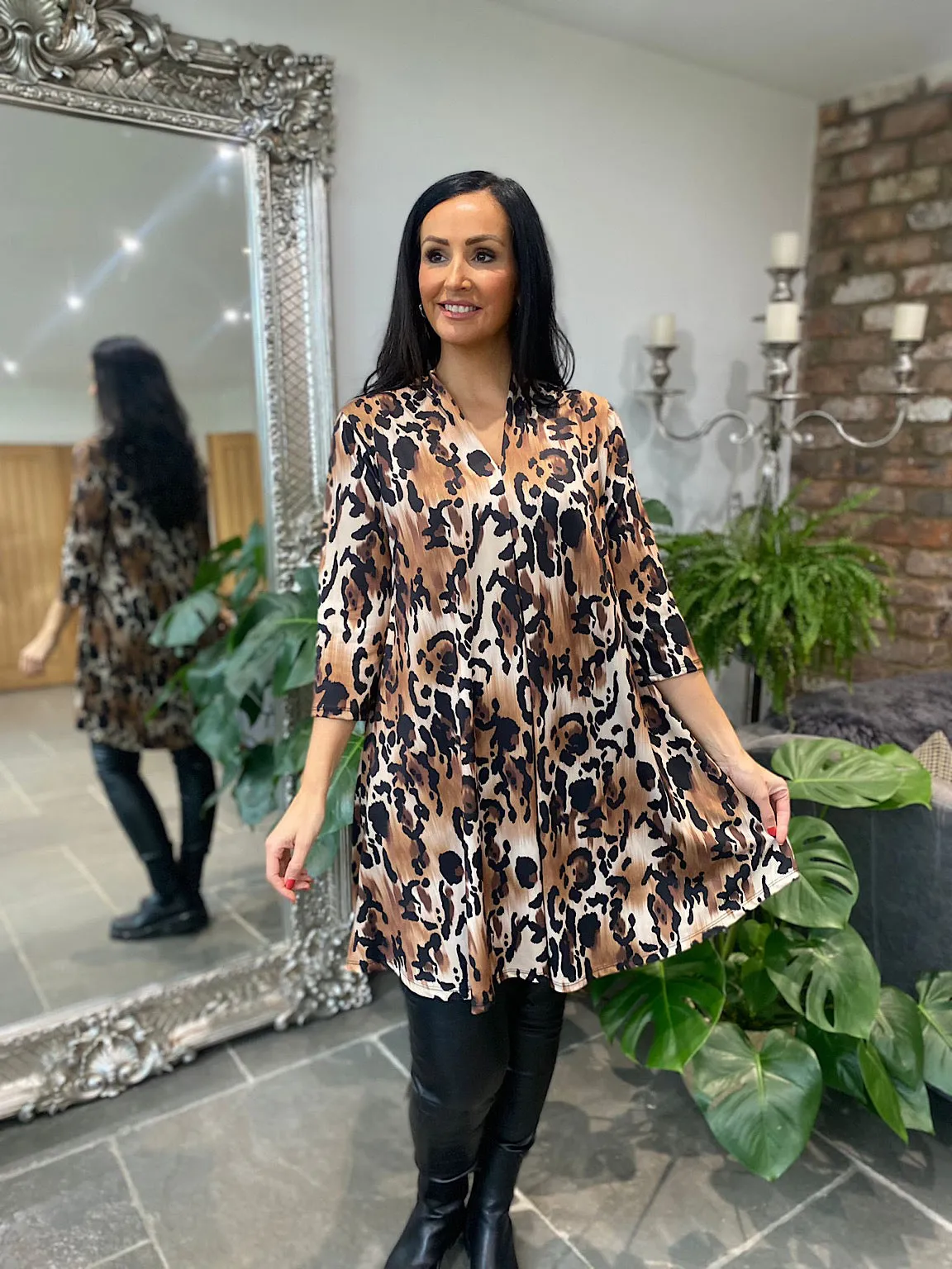 Tan Leopard Tunic Dress Hattie