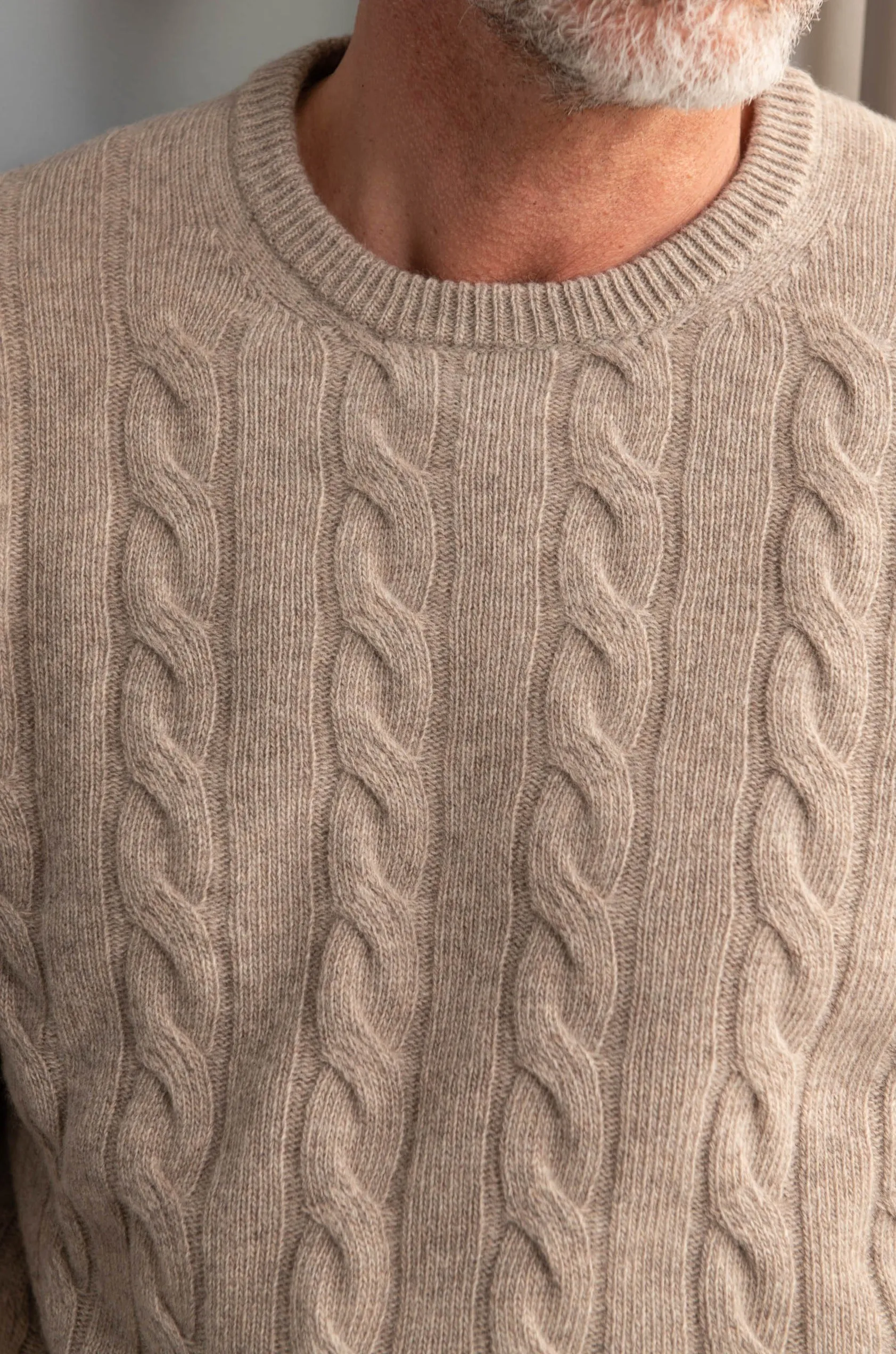 Taupe cable knit sweater – Made in italy