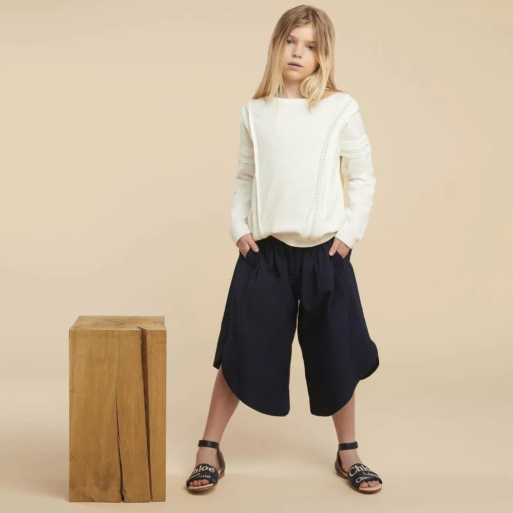 Teen Navy Blue Cotton Culottes