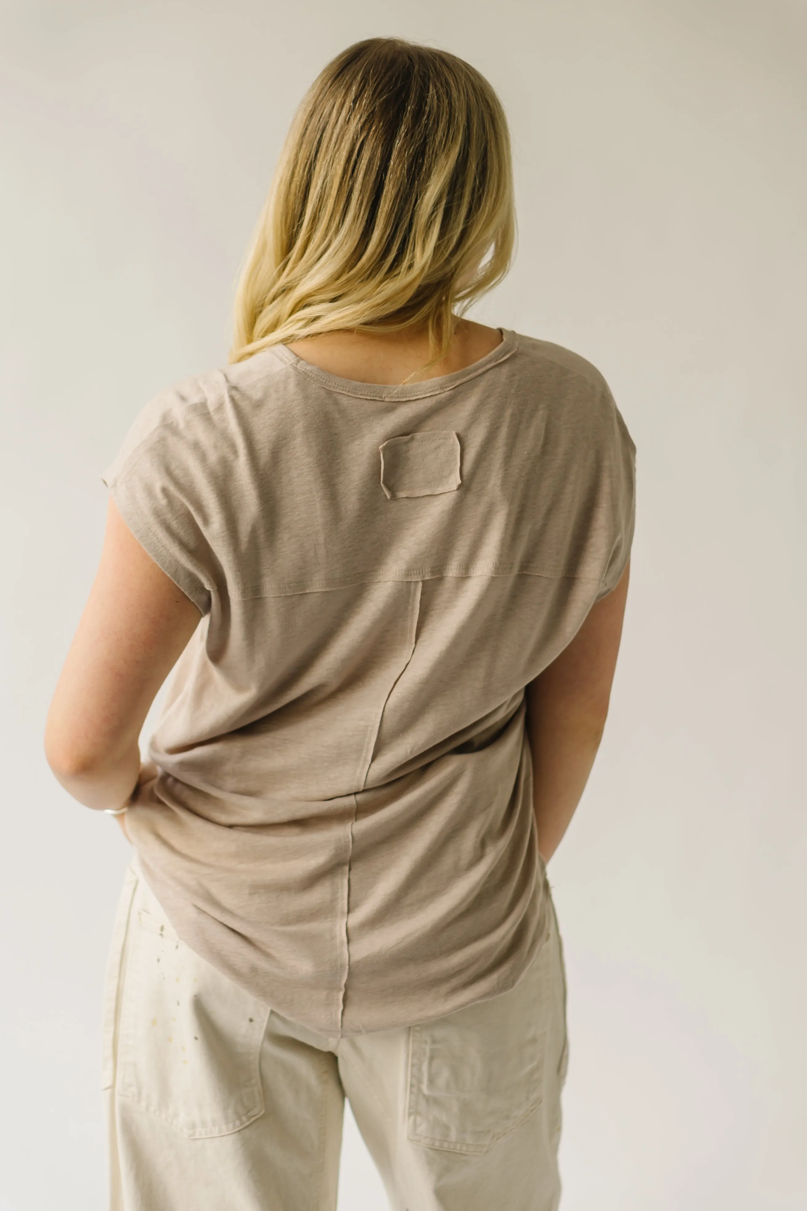 The Garver V-Neck Linen Tee in Khaki