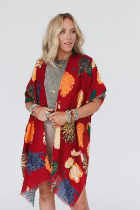 Tyler Floral Kimono - Red