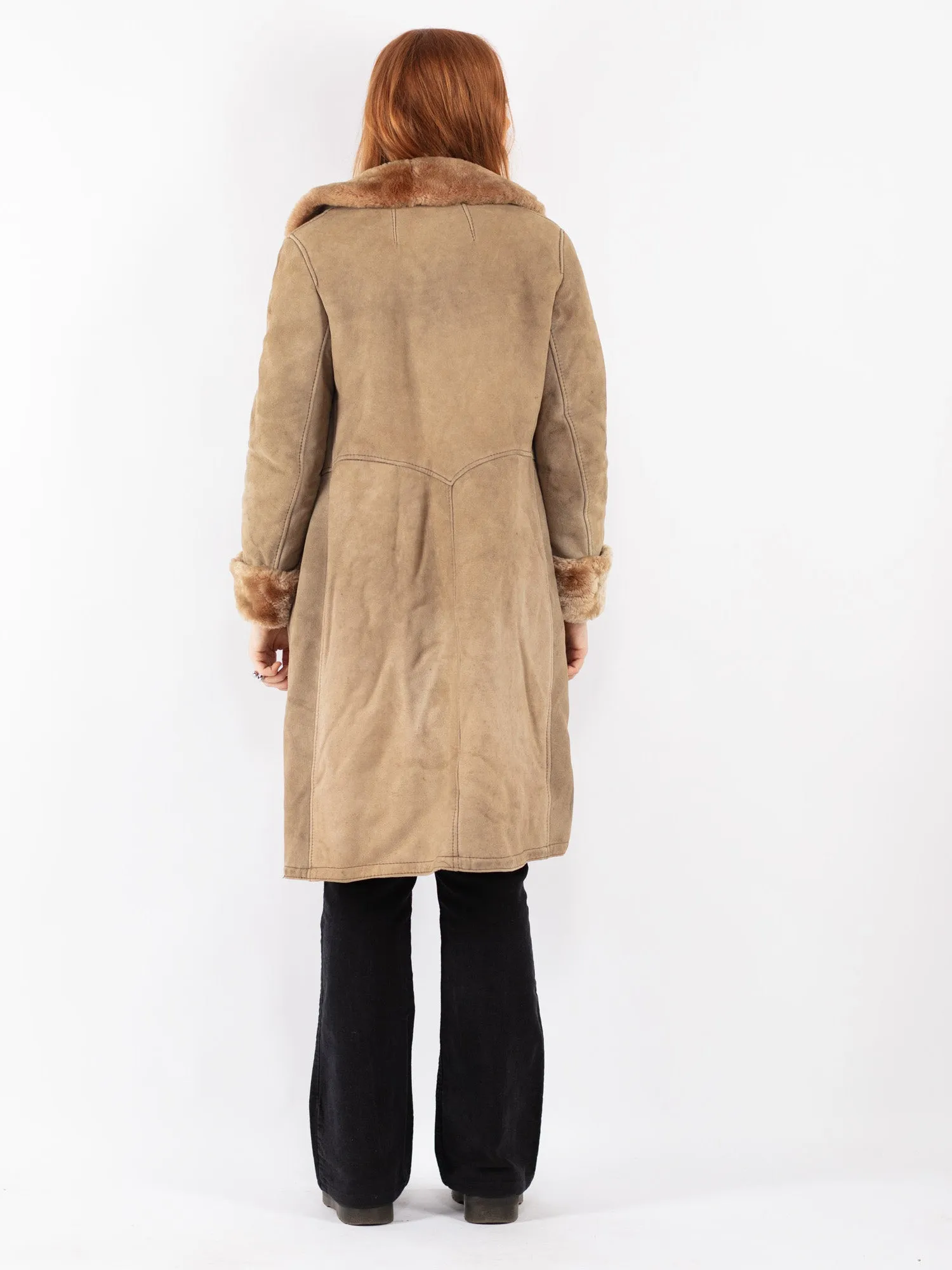 Vintage 70's Women Sheepskin Coat in Beige