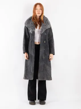 Vintage 70's Women Sheepskin Coat in Gray