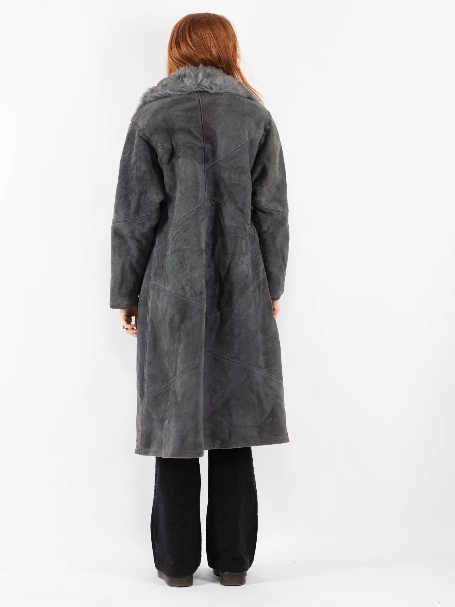 Vintage 70's Women Sheepskin Coat in Gray