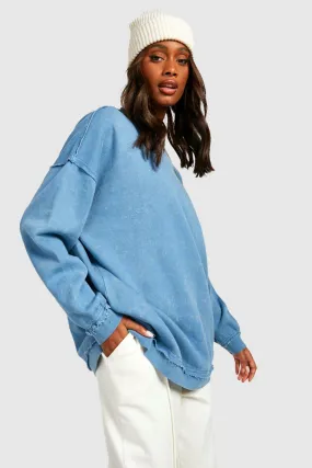 Washed Distressed Oversized Sweater