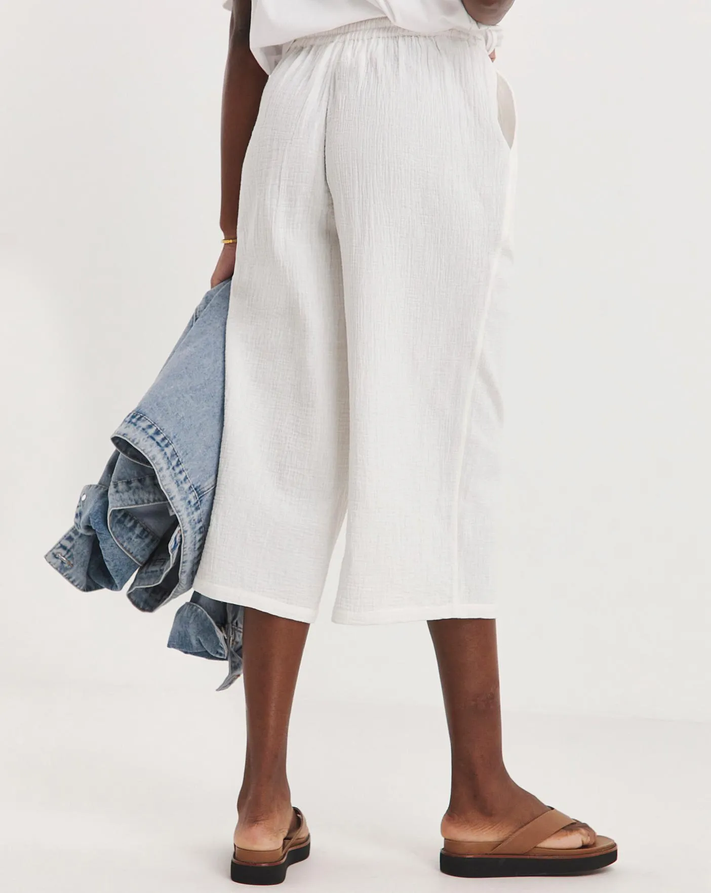 White Cheesecloth Culottes