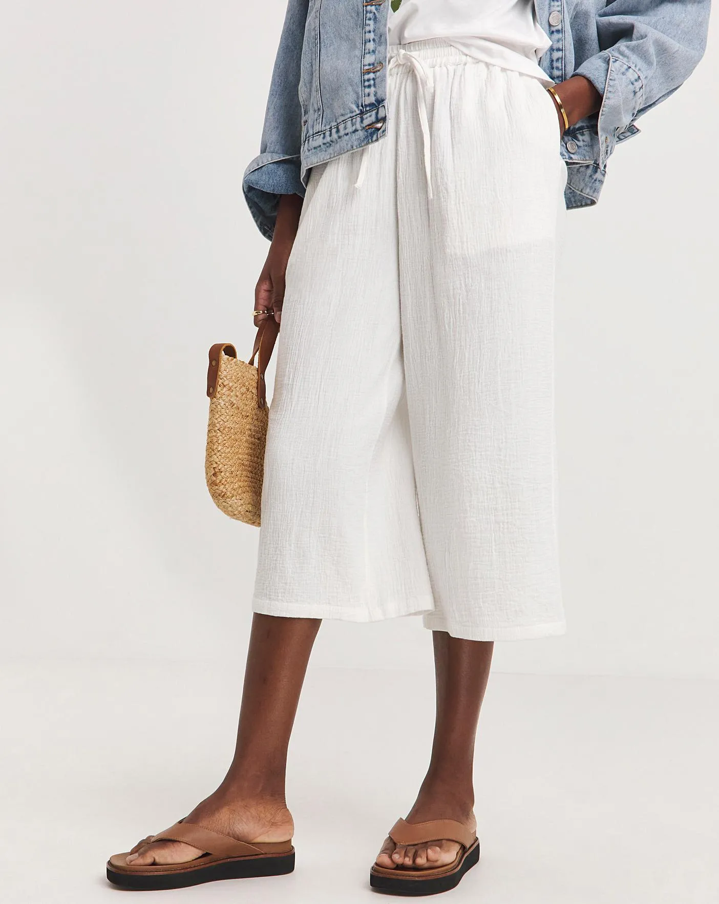 White Cheesecloth Culottes