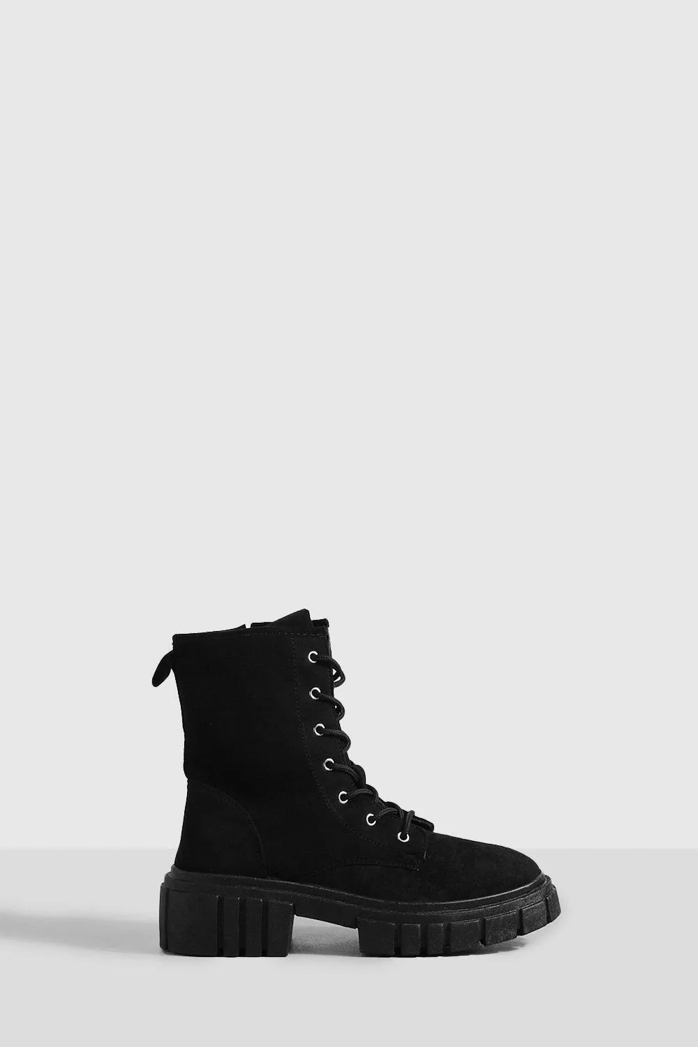 Wide Width Lug Sole Lace Up Combat Boots