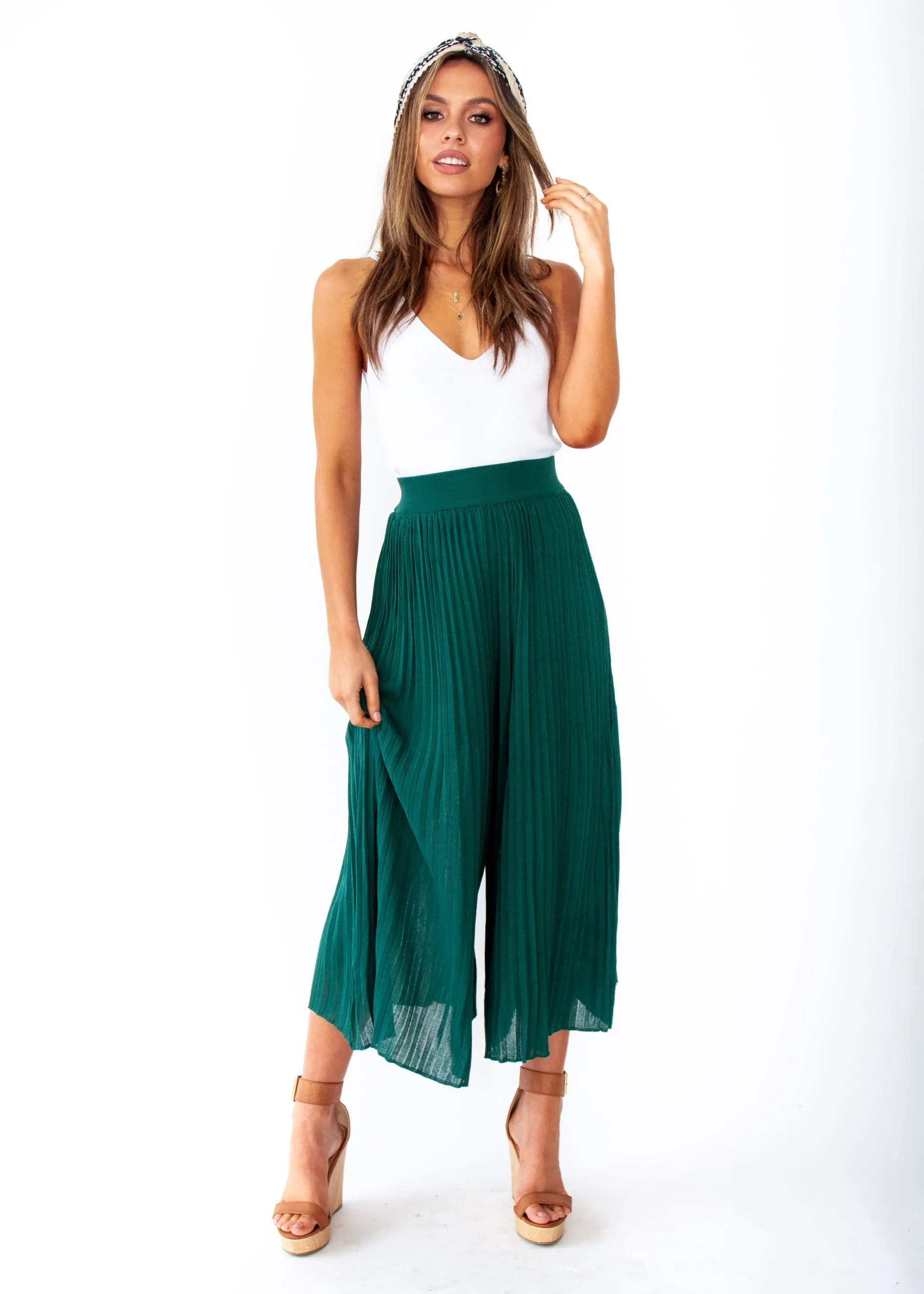 Wintercrest Knit Culottes - Emerald