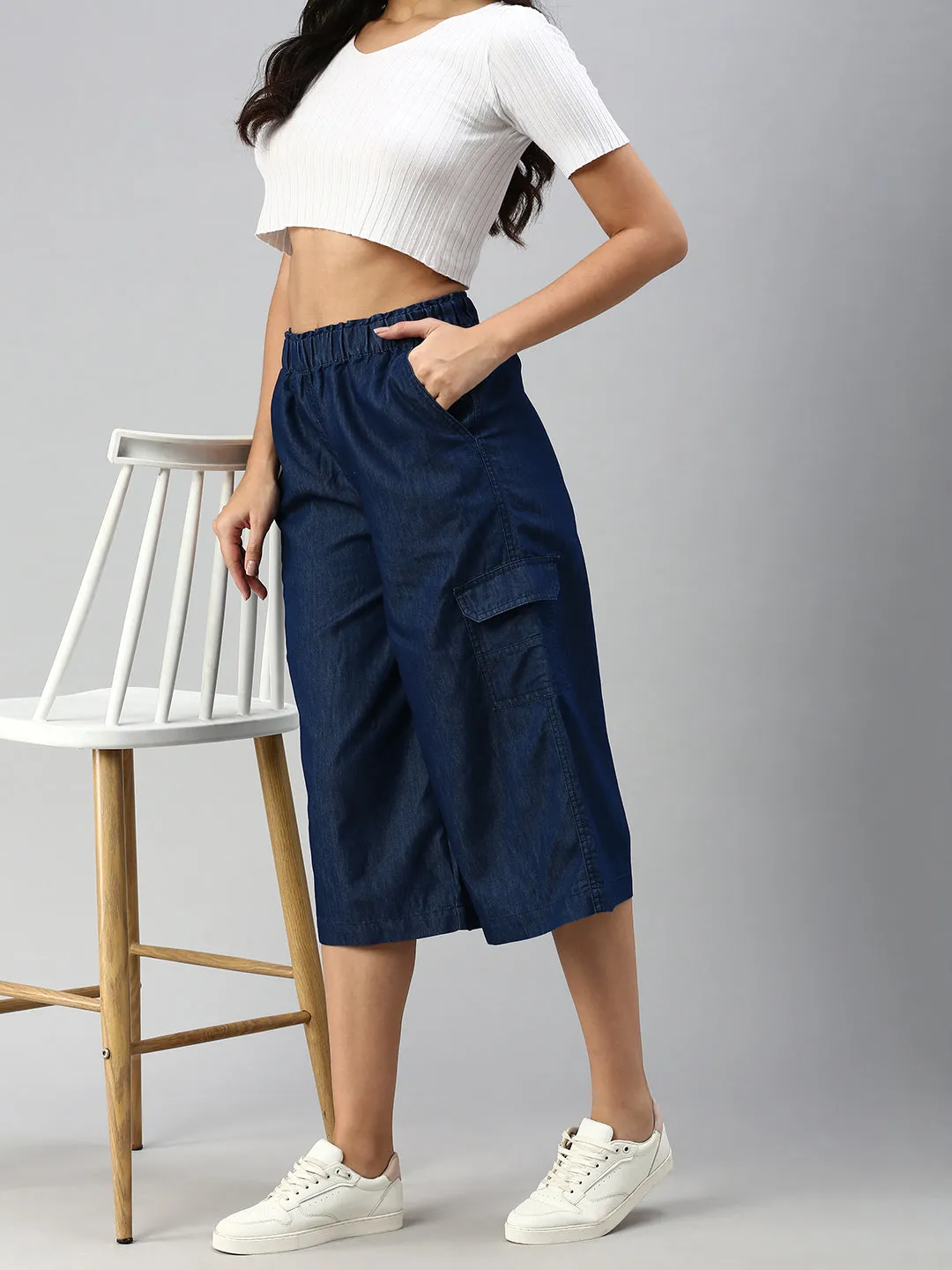 Women Culottes Dark Blue