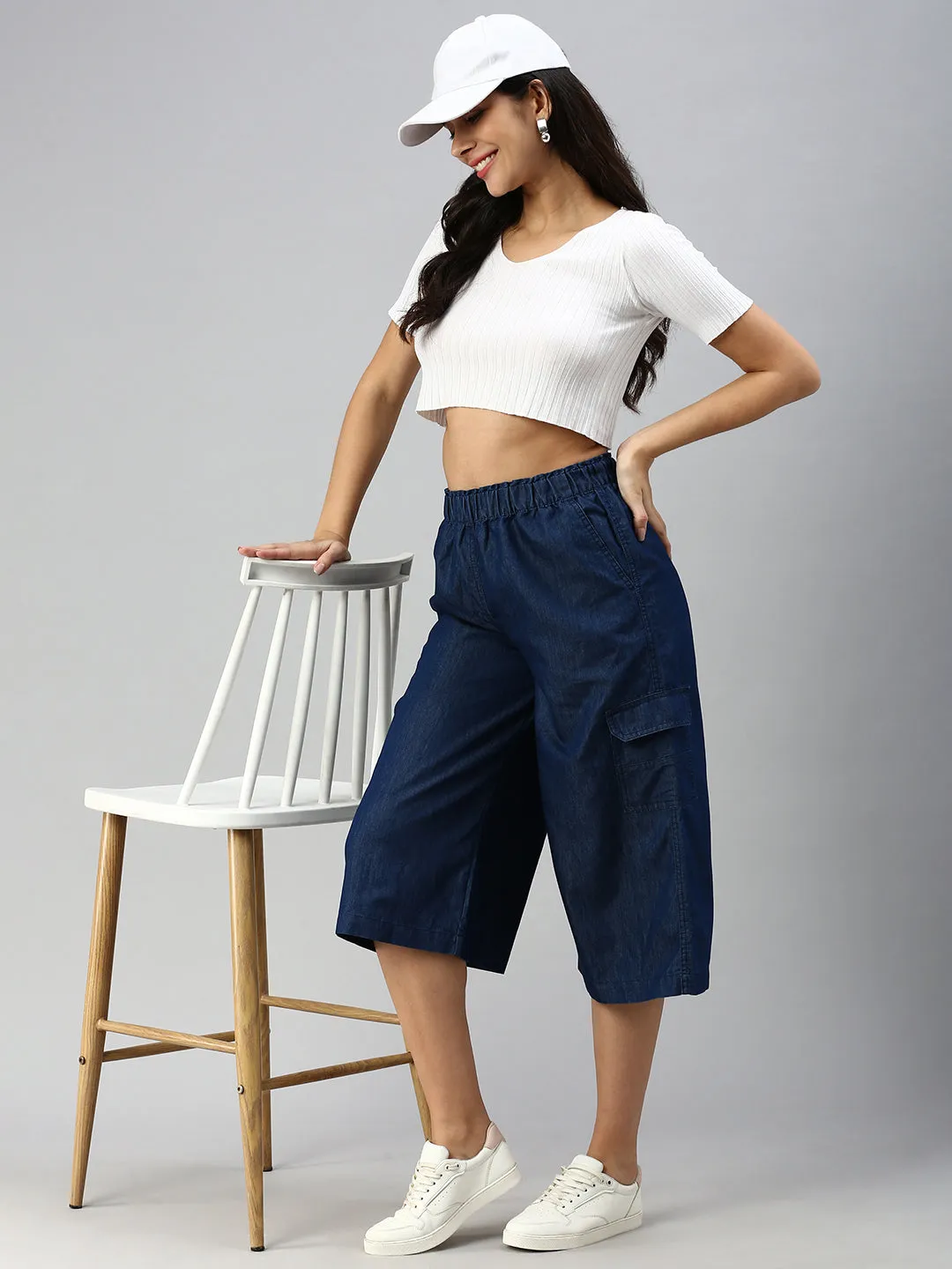 Women Culottes Dark Blue