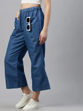 Women Culottes Mid Blue