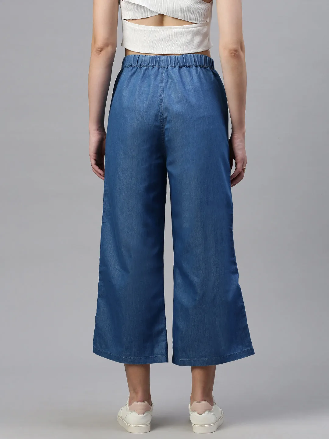 Women Culottes Mid Blue