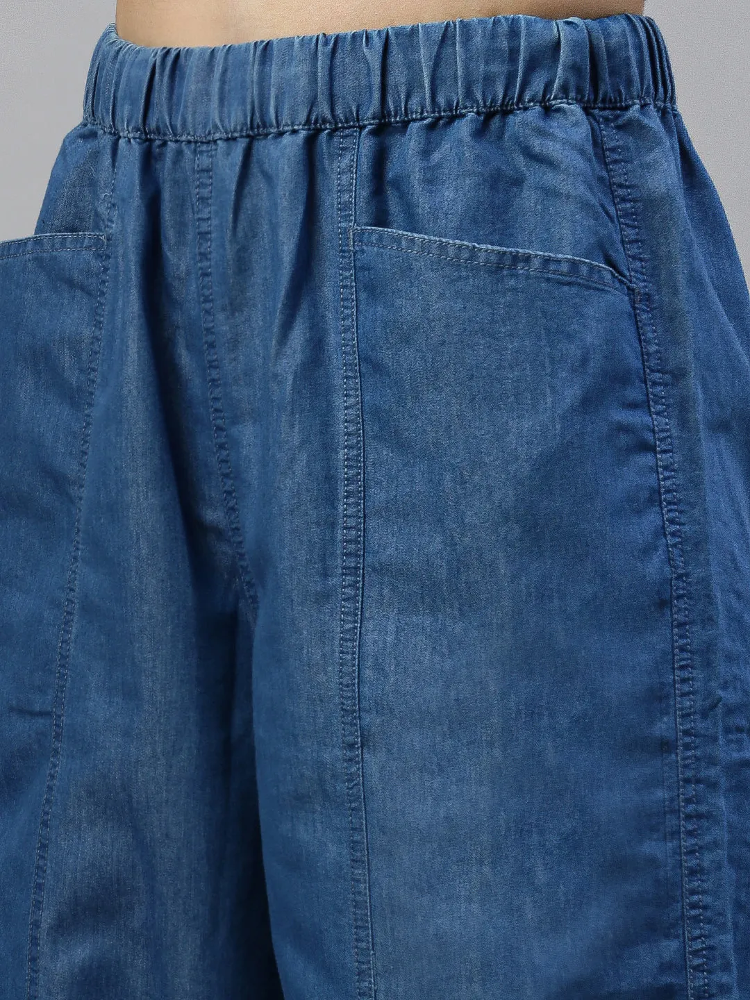 Women Culottes Mid Blue