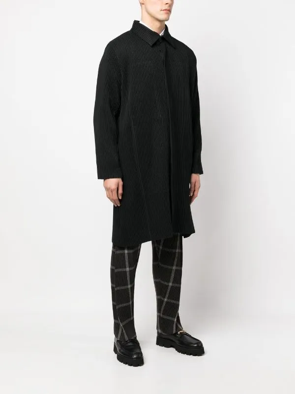 Wool Pleats Coat - Black