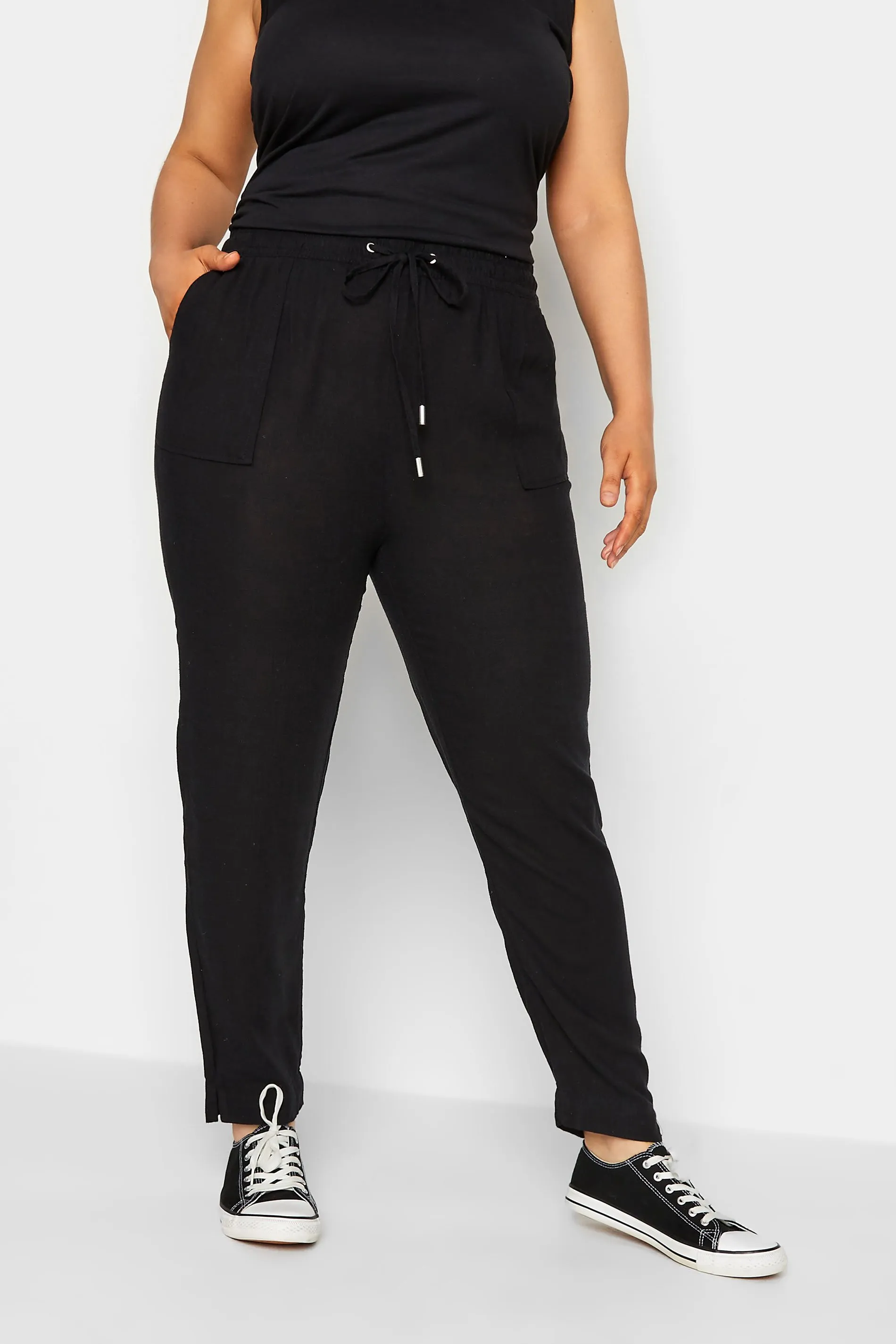 YOURS Curve Black Linen Joggers