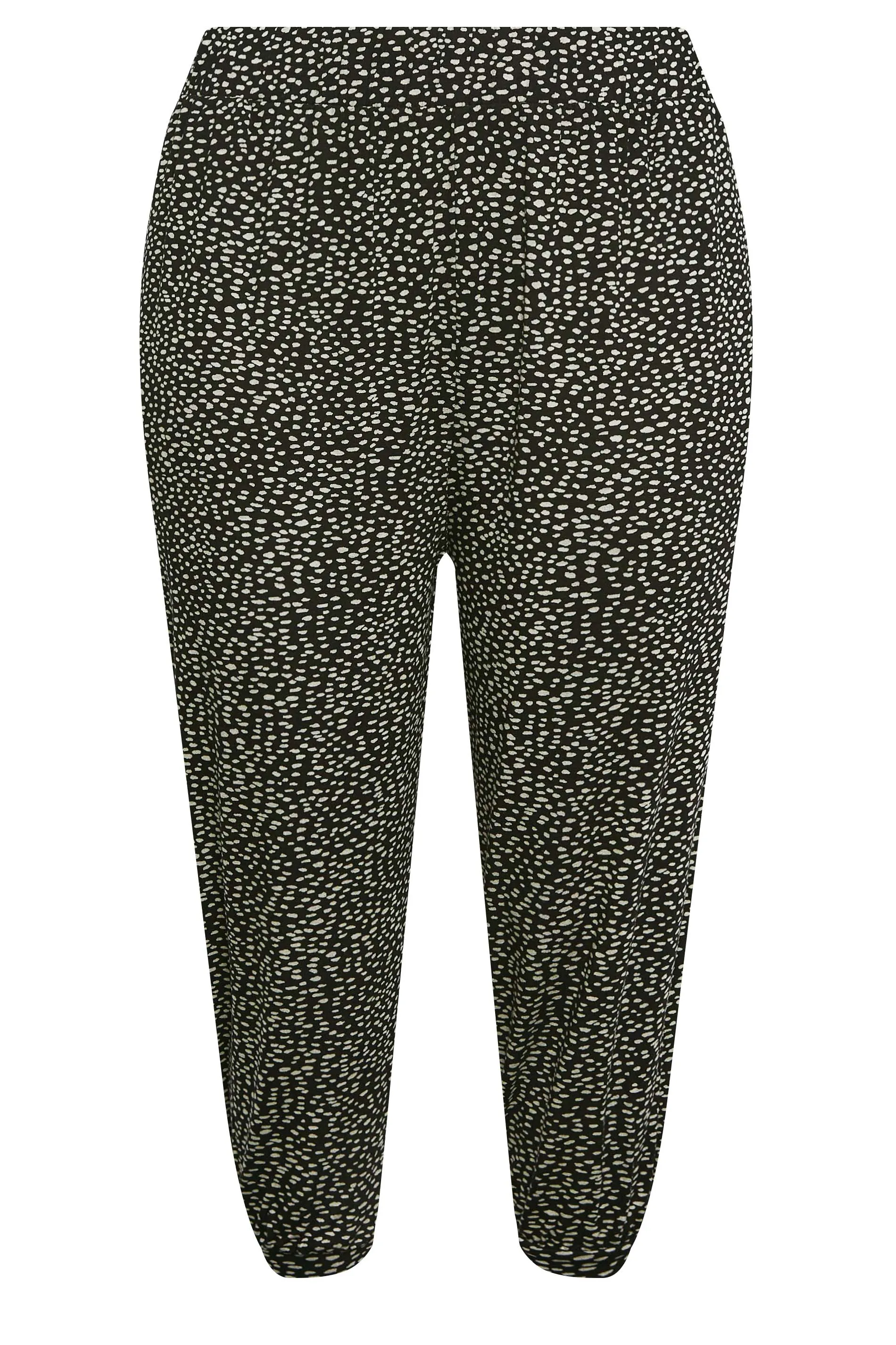 YOURS Curve Black Spot Print Cropped Harem Joggers