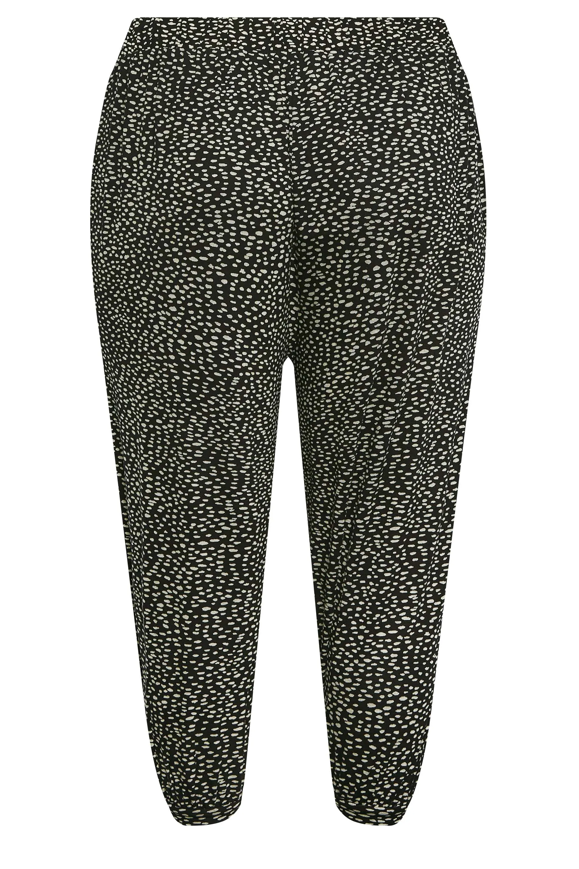 YOURS Curve Black Spot Print Cropped Harem Joggers