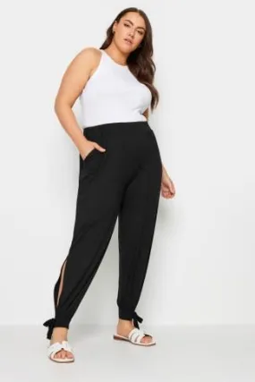 YOURS Curve Black Tie Detail Harem Joggers