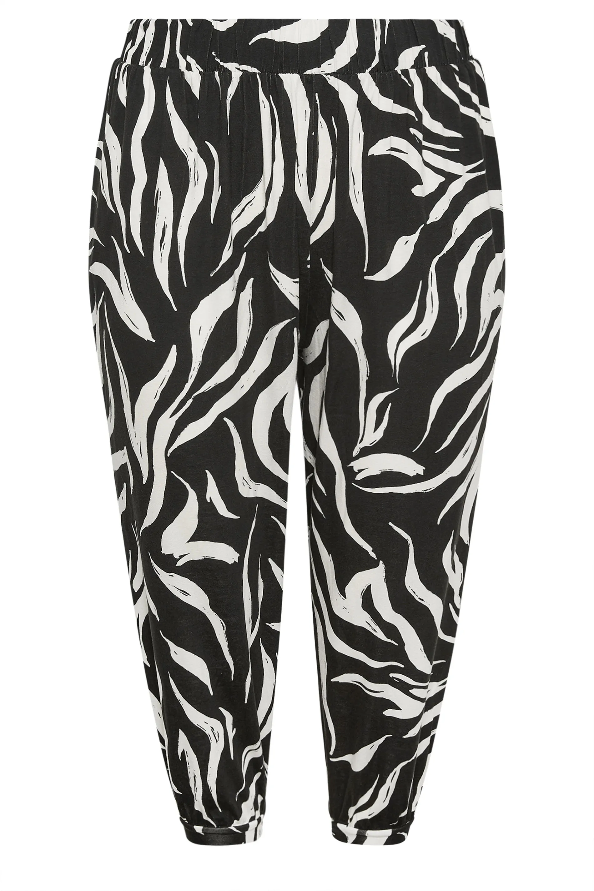 YOURS Curve Black Zebra Print Cropped Harem Joggers