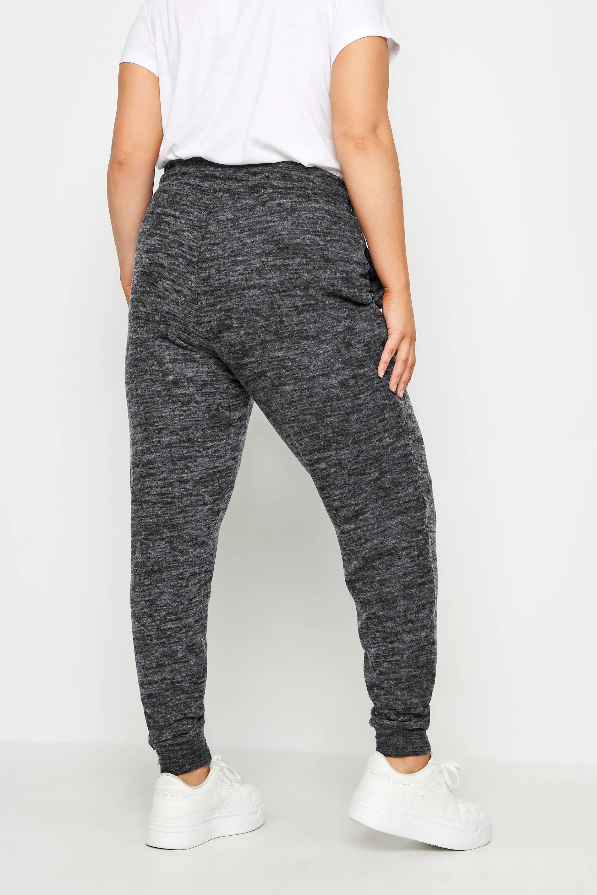 YOURS Curve Charcoal Grey Marl Soft Touch Cuffed Joggers