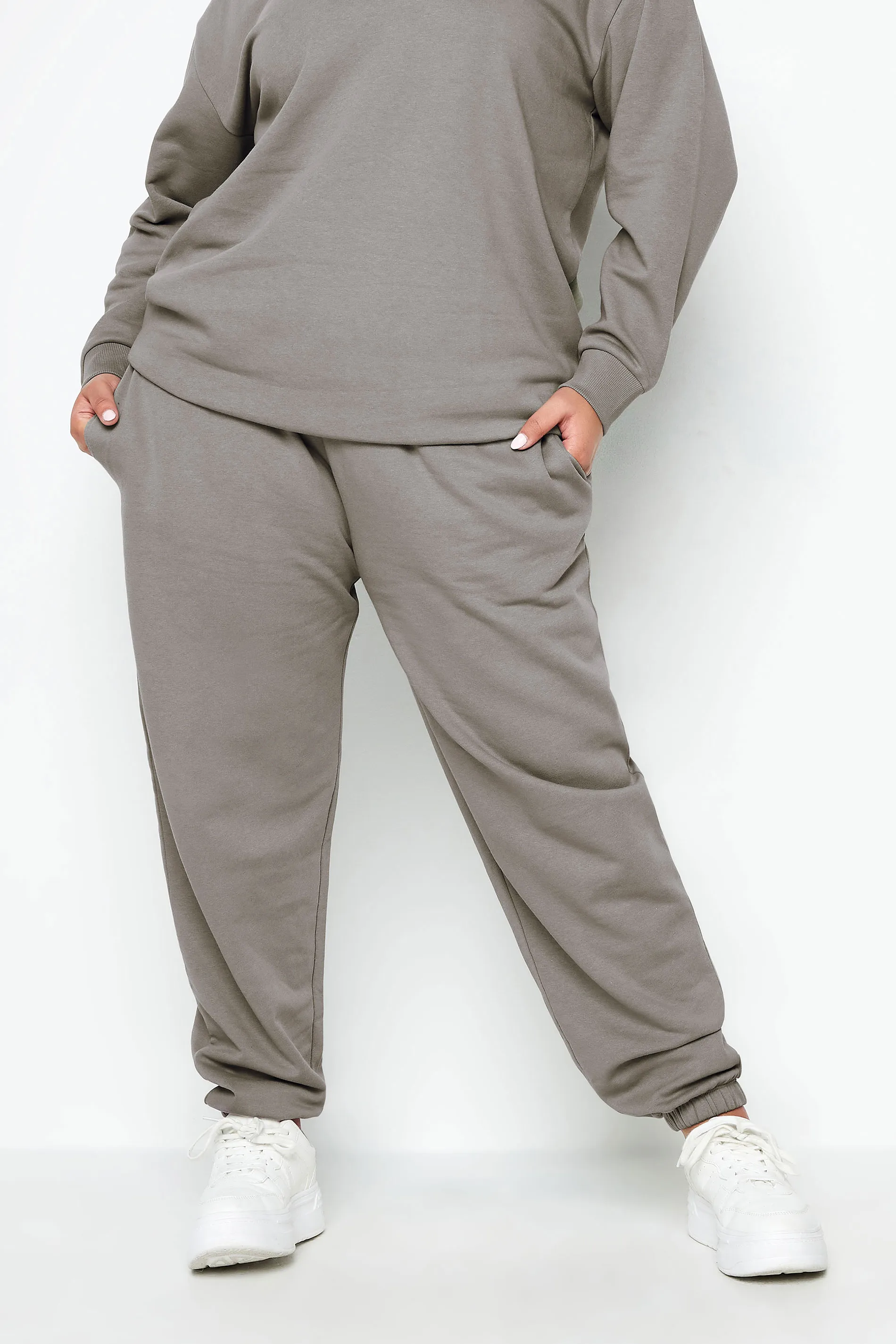 YOURS Curve Light Grey Cuffed Joggers