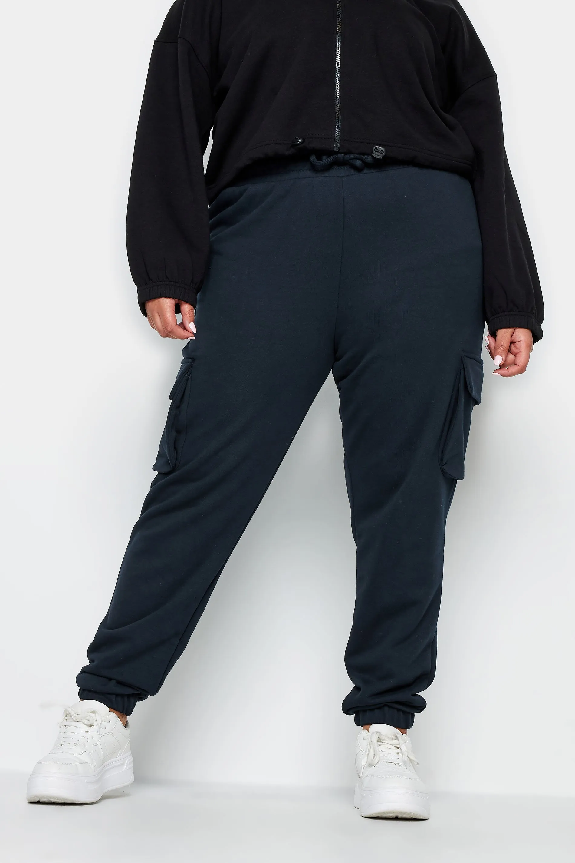 YOURS Curve Navy Blue Cuffed Cargo Joggers