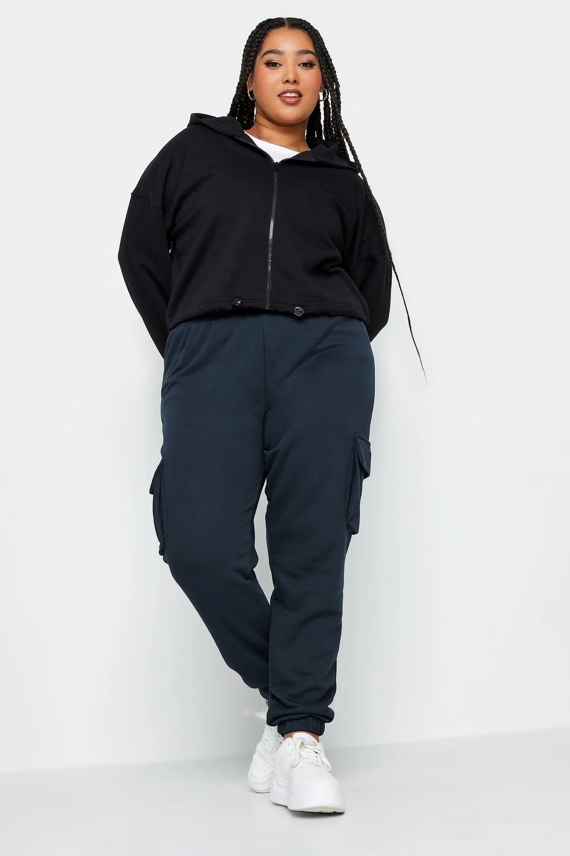 YOURS Curve Navy Blue Cuffed Cargo Joggers