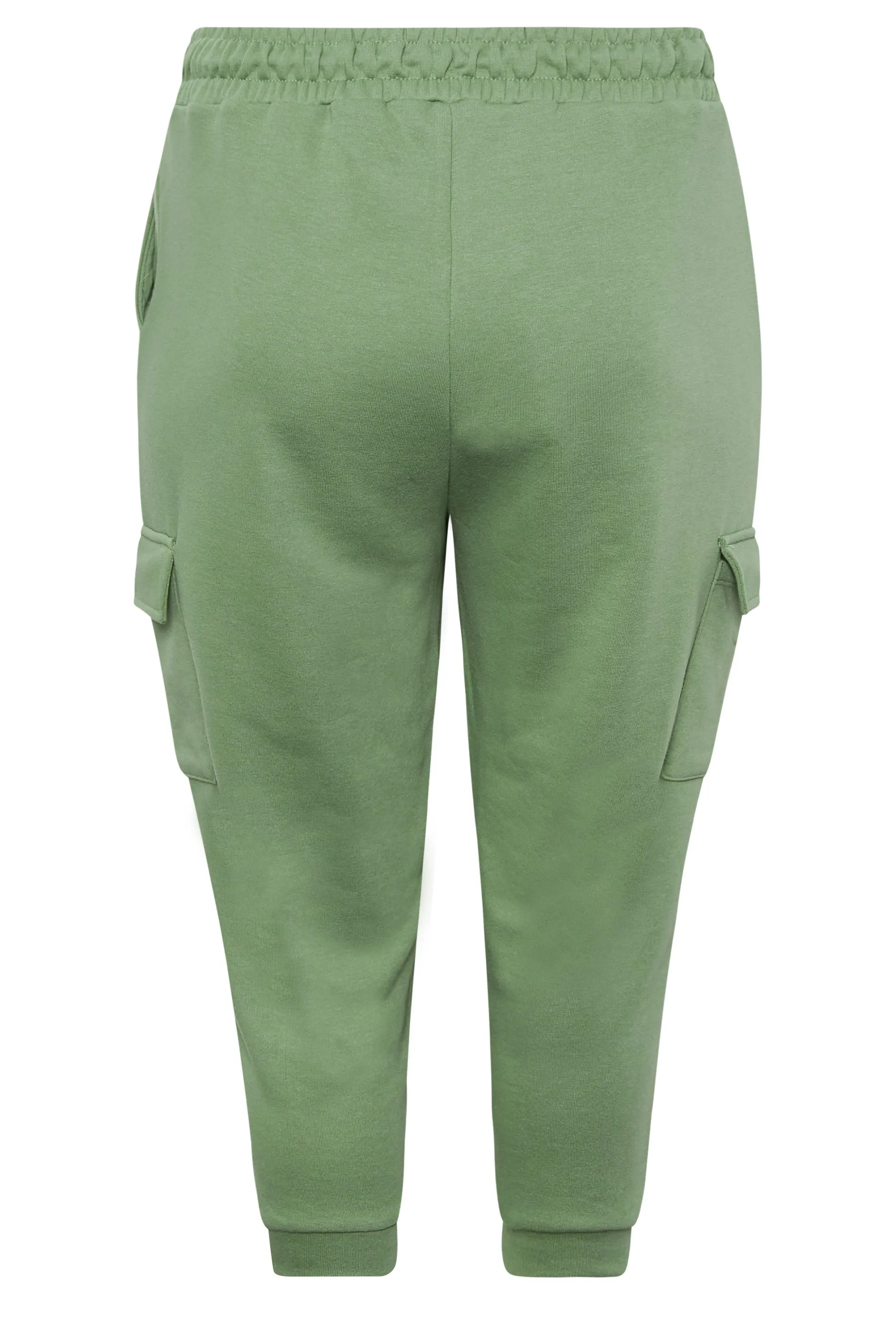 YOURS Curve Sage Green Cargo Pocket Cropped Joggers